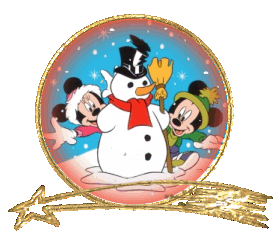 Middelgrote animatie van een sneeuwglobe - Globe met twee muizen en een sneeuwpop in de sneeuw