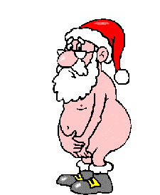 Middelgrote kerstanimatie van een kerstman - De Kerstman draagt alleen zijn kerstmuts en zijn schoenen