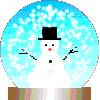 Mini animatie van een sneeuwpop - Sneeuwwereld met daarin een sneeuwpop met zwarte hoed in de sneeuw