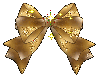 Kleine kerstanimatie - Goudkleurige strik met gele sterretjes