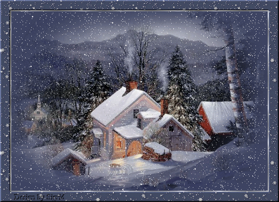 Grote kerstanimatie van een kersthuis - Huis in sneeuwlandschap
