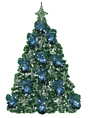 Kleine kerstanimatie van een kerstboom - Kerstboom met blauwe kerstdecoratie