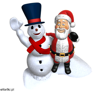 Grote animatie van een sneeuwpop - Wuivende sneeuwpop en kerstman