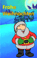 Kleine animatie van een kerstwens - Frohe Weihnachten met een lachende Kerstman