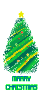 Mini kerstanimatie van een kerstboom - Merry Christmas met een kerstboom met gele slingers en een gele kerstster