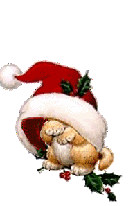 Middelgrote animatie van een kerstdier - Katje onder de kerstmuts