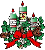 Kleine kerstanimatie van een kerstkaars - Drie brandende groene kaarsen met kerstgroen en een rode strik