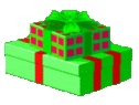 Mini animatie van een kerstcadeau - Twee groene kerstcadeaus