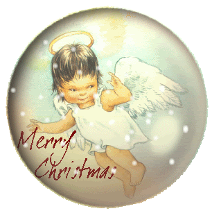 Middelgrote animatie van een kerstengel - Merry Christmas met een een engeltje in een sneeuwglobe