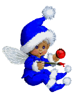 Middelgrote animatie van een kerstengel - Engeltje dat een kerstbal aan het beschilderen is