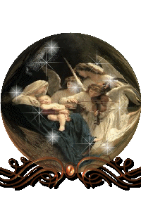 Middelgrote animatie van een kerststal - Globe met Maria en Jezus en drie engelen