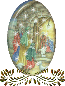 Middelgrote animatie van een sneeuwglobe - Globe met daarin de herders die de stal binnengaan waar Jozef en Maria met het kindje Jezus in de kribbe zijn