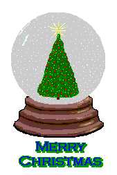 Kleine animatie van een sneeuwglobe - Merry Christmas met een globe met een kerstboom erin