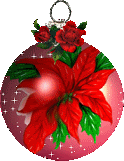 Mini animatie van een kerstbal - Roze kerstbal met daarop een rode kerstster en kleine witte kerststerretjes