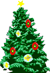 Kleine kerstanimatie van een kerstboom - Kerstboom met een stralende gele ster als piek en kerstballen