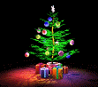 Mini kerstanimatie van een kerstboom - Ronddraaiende kerstboom met daaronder een aantal kerstcadeaus0