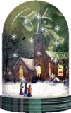 Mini animatie van een sneeuwglobe - Globe met een kerk in de sneeuw
