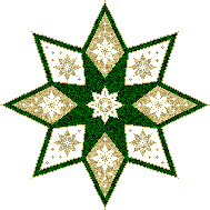 Kleine kerstanimatie van een kerstster - Groene kerstster met sterren in de punten in glitter