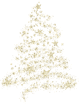 Middelgrote kerstanimatie van een kerstboom - Goudkleurige glitter kerstboom