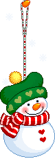 Mini animatie van een sneeuwpop - Sneeuwpop met groene muts en rode sjaal