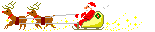 Mini animatie van een rendier - De Kerstman in de arrenslee die door de rendieren getrokken wordt