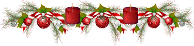 Kleine animatie van een kerst lijn - Kerstgroen met brandende rode kaarsen en rode kerstballen