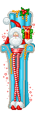 Mini animatie van een kerstcadeau - De Kerstman zit in een hele hoge stoel en houdt een kerstpak vast