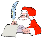 Mini animatie van een kerstman - Santa Claus schrijft een brief met een ganzenveer