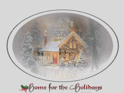 Grote kerstanimatie van een kersthuis - Home for the holidays met een huis in de sneeuw