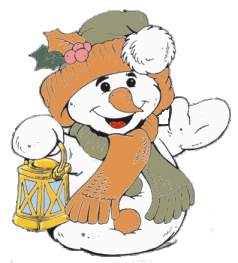 Middelgrote animatie van een sneeuwpop - Blije sneeuwman heeft een lantaarn in de hand