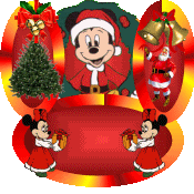 Kleine animatie van een kerstwens - Fijne Feestdagen met muizen in kerstkleding en een kerstboom met twinkelverlichtiing