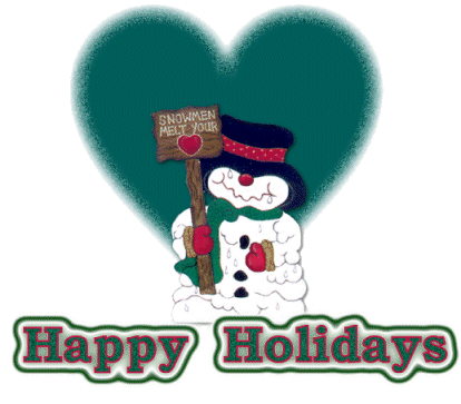 Grote animatie van een sneeuwpop - Happy Holidays Snowmen melt your heart met een smeltende sneeuwman