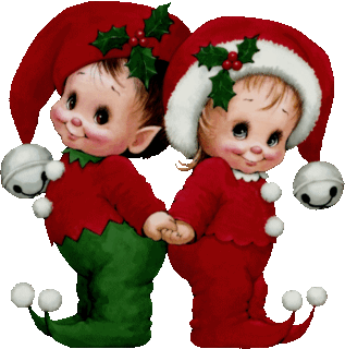 Grote kerstanimatie van een kerstkind - Twee schattige kerstelfjes