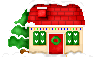 Mini kerstanimatie van een kersthuis - Huisje met gekleurde kerstverlichting aan de dakgoot