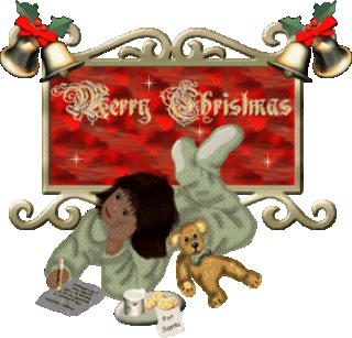 Middelgrote animatie van een kerstmeisje - Merry Christmas met een kind dat een brief schijft aan de Kerstman