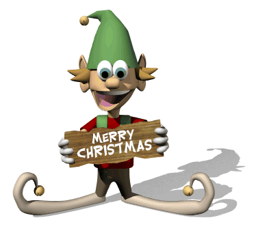 Grote kerst animatie van een kerstwens - Merry Christmas met een elfje met lange tenen