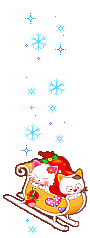 Kleine animatie van sneeuw - De slee van Santa Claus met daarboven sneeuwvlokken
