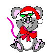 Mini animatie van een kerstdier - Muis met kerstmuts en een rode strik