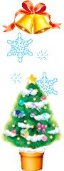 Kleine animatie van sneeuw - Kerstklokken waar sneeuwvlokken uit vallen die op een kerstboom terecht komen