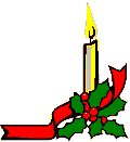 Mini kerstmis animatie van een kerstkaars - Brandende gele kaars met hulstbladeren met rode bessen en een rood lint