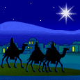 Mini kerstmis animatie van een kerstster - De wijzen uit het oosten volgen op hun kamelen de ster van Bethlehem