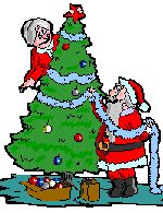 Kleine kerstanimatie van een kerstboom - De Kerstman en zijn vrouw versieren de kerstboom