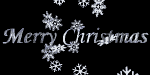 Mini animatie van een kerstwens - Merry Christmas met neerdwarrelende sneeuwkristallen