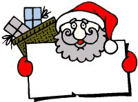 Kleine animatie van een kerstwens - De Kerstman houdt een bord omhoog