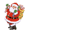 Kleine animatie van een kerstwens - Kerstman met een zak met kerstcadeaus op zijn rug