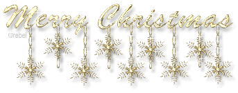 Kleine animatie van een kerstwens - Merry Christmas met sneeuwkristallen en sterretjes