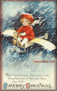 Middelgrote kerstanimatie - Merry Christmas met een kind op een vliegtuig