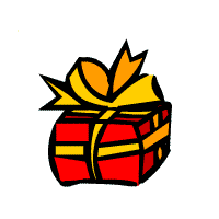 Kleine animatie van een kerstcadeau - Rood kerstcadeau met een gele strik