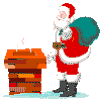 Mini animatie van een schoorsteen - De Kerstman kijkt in de rokende schoorsteen