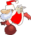 Mini animatie van een kerstman - De Kerstman vliegt met zijn zak met kerstcadeaus